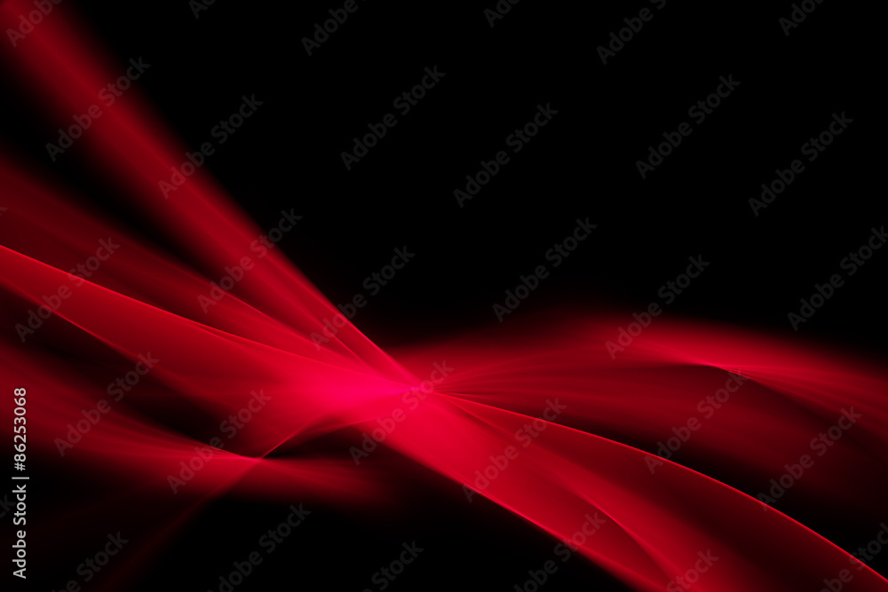 Modern Red Light Abstract Waves Background - obrazy, fototapety, plakaty 