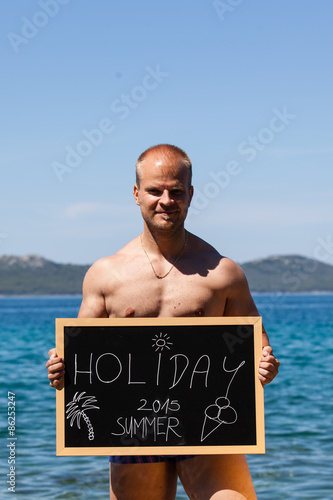 Blacboard with holiday text photo