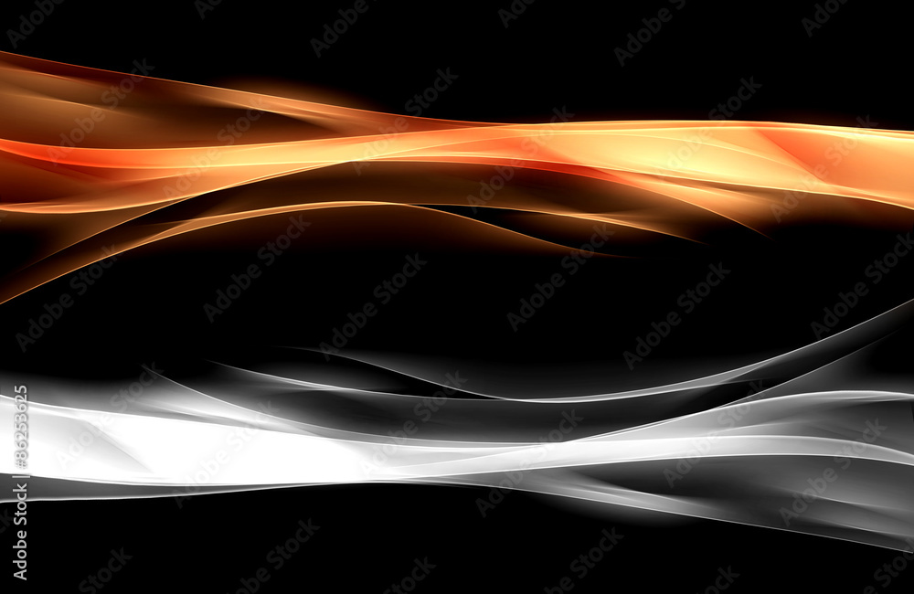 Orange White Waves Background - obrazy, fototapety, plakaty 