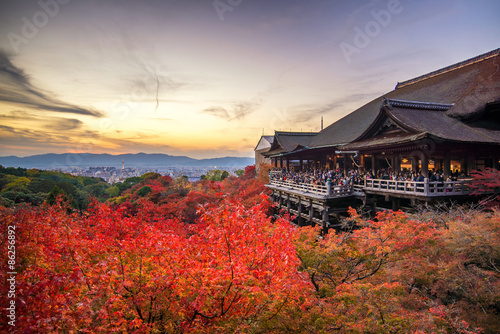 sunset view of kiyomizu dera temple photo