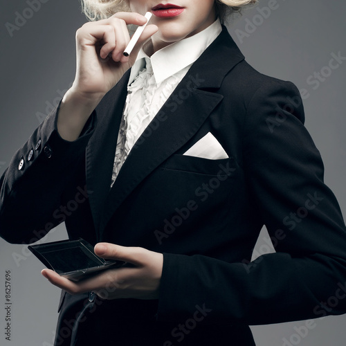 Femme fatale concept. Marlene Dietrich style.