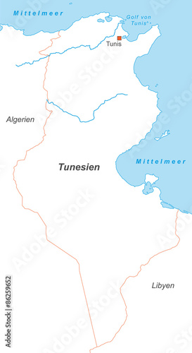 Tunesien in weiß (beschriftet) - Vektor