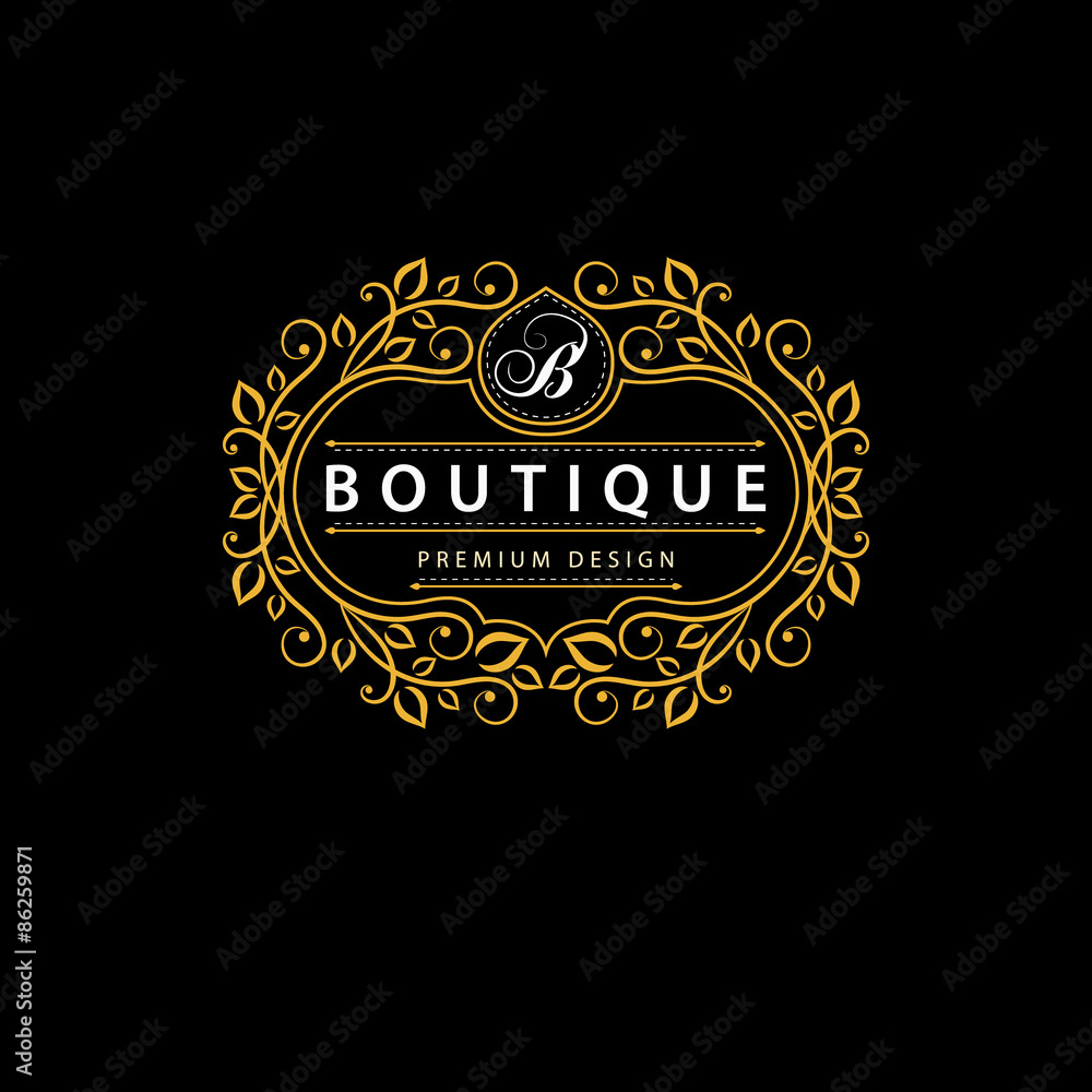 Monogram design elements, graceful template. Elegant line art logo design. Business sign, identity for Restaurant, Royalty, Boutique, Cafe, Hotel, Heraldic, Jewelry, Fashion, Wine. Vector illustration