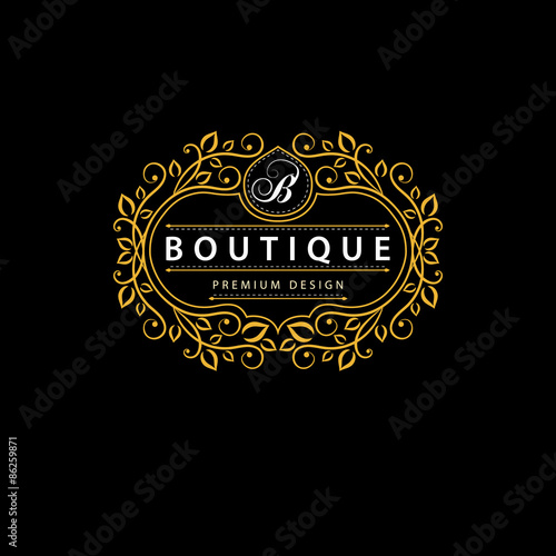 Monogram design elements, graceful template. Elegant line art logo design. Business sign, identity for Restaurant, Royalty, Boutique, Cafe, Hotel, Heraldic, Jewelry, Fashion, Wine. Vector illustration
