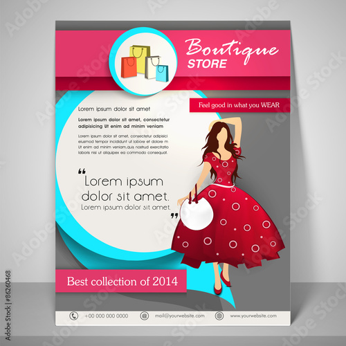 Stylish brochure, flyer and template for boutique.