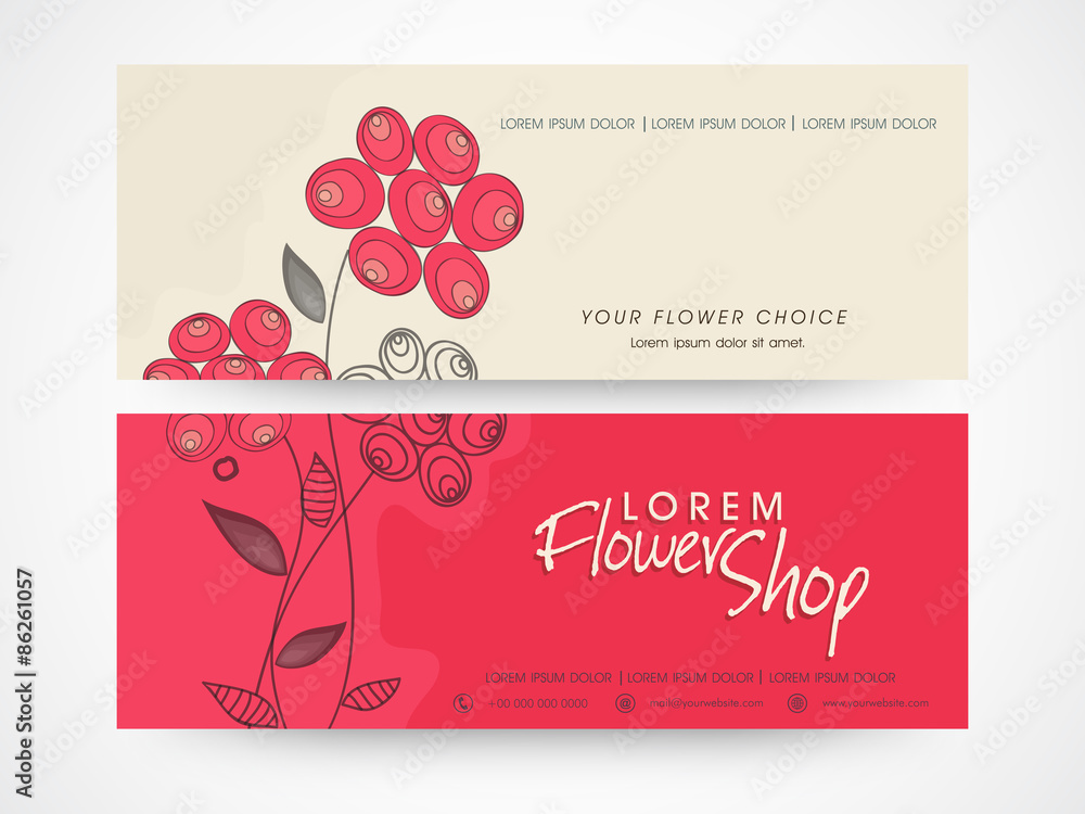 Flower shop website header or banner set. Flower shop website header or banner set.
