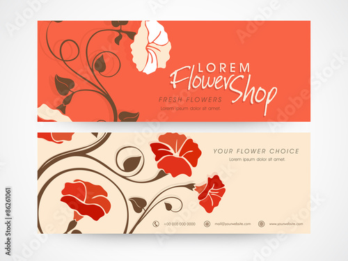 Flower shop website header or banner set.