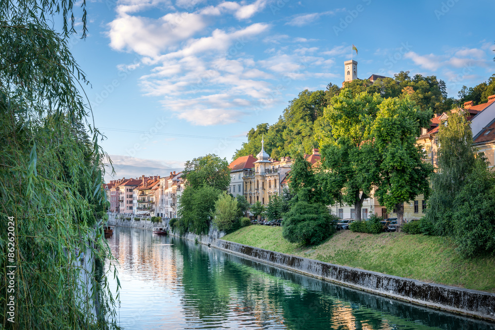 Panorama of Ljubljana Castle, Slovenia, Europe. Cityscape of the Slovenian capital Ljubljana.