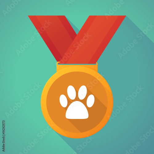 long shadow medal with an animal footprint