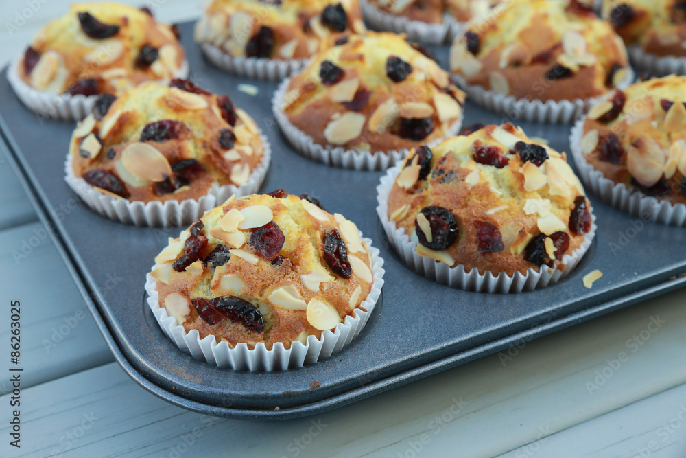 Dried Cranberry and almond muffins