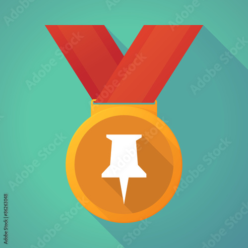 long shadow medal with a push pin