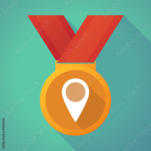 long shadow medal with a map mark