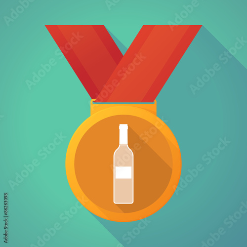 long shadow medal with a bottle of wine