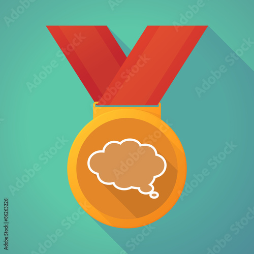 long shadow medal with a comic cloud balloon