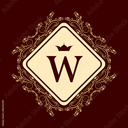 Monogram design elements  graceful template. Elegant line art logo design. Letter W. Business sign  identity for Restaurant  Royalty  Boutique  Cafe  Hotel  Heraldic  Jewelry  Fashion  Wine. Vector