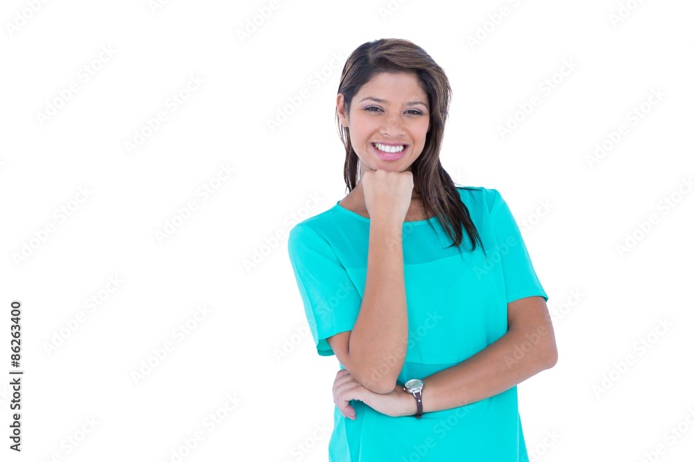 Happy pretty brunette looking at camera Happy pretty brunette looking at camera