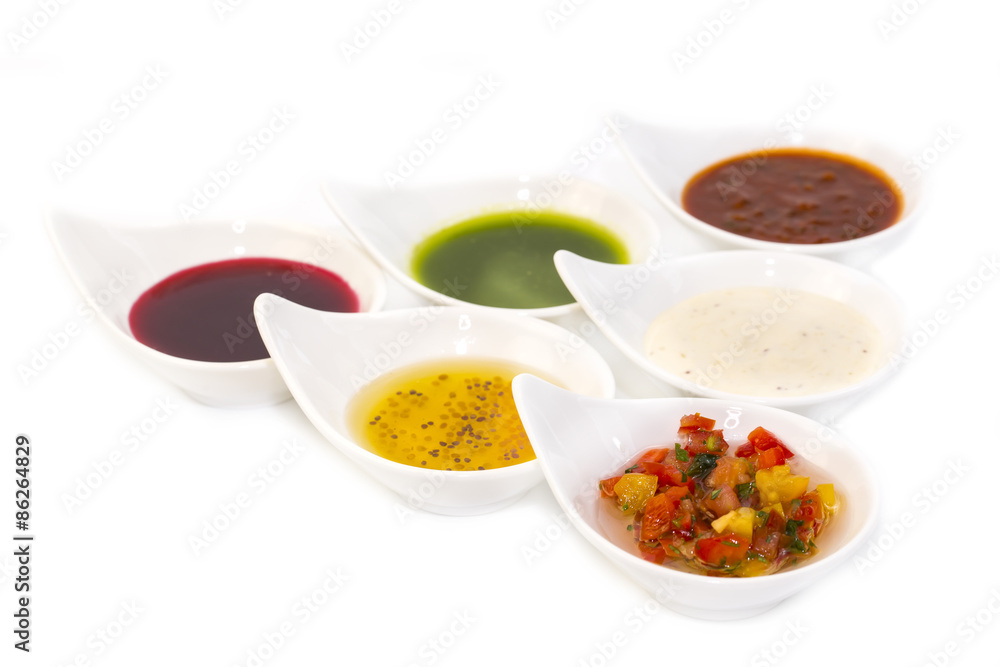 sauces on a white background in the restaurant sauces on a white background in the restaurant