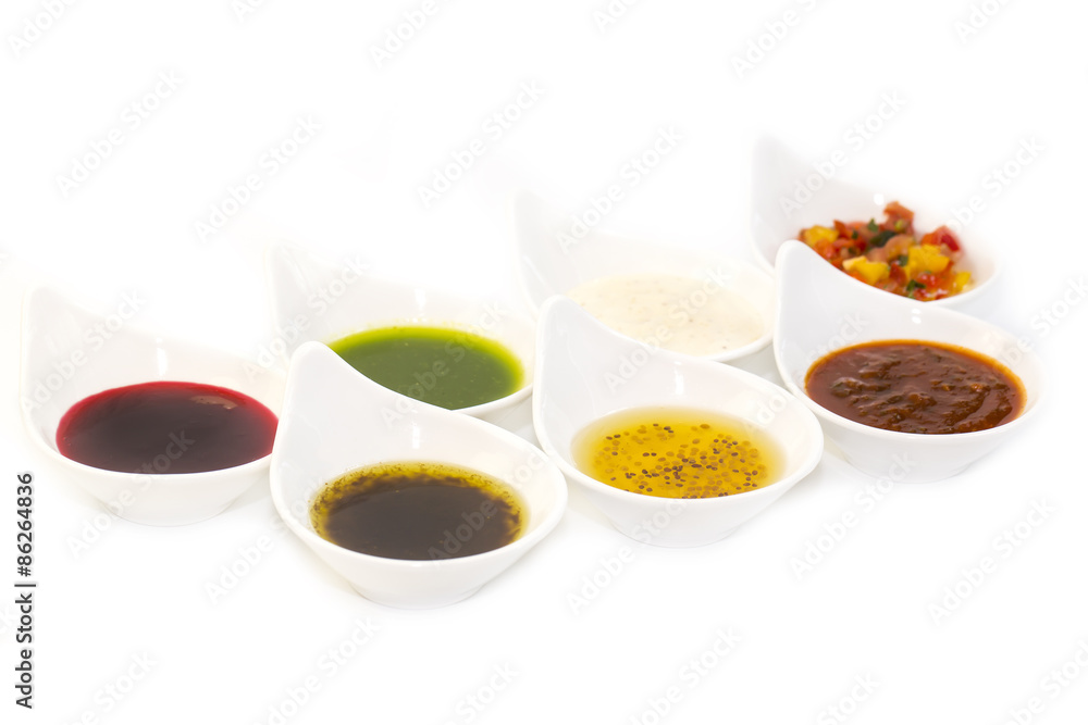 sauces on a white background in the restaurant sauces on a white background in the restaurant