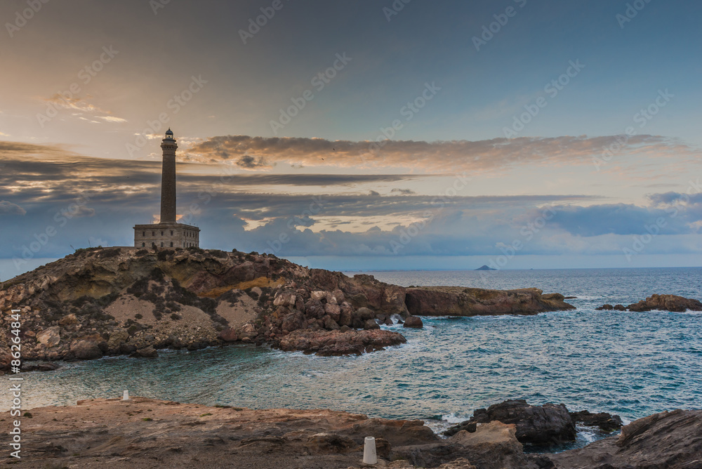  lighthouse,  Mediterranean, Cabo de Palos. Spain.