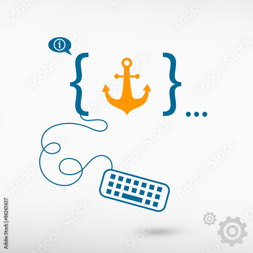 Anchor icon and flat design elements