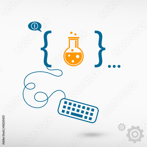 Glass bulb icon and flat design elements
