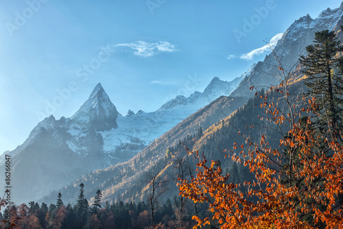 Dombai. Scenery of rockies in Caucasus region in Russia
