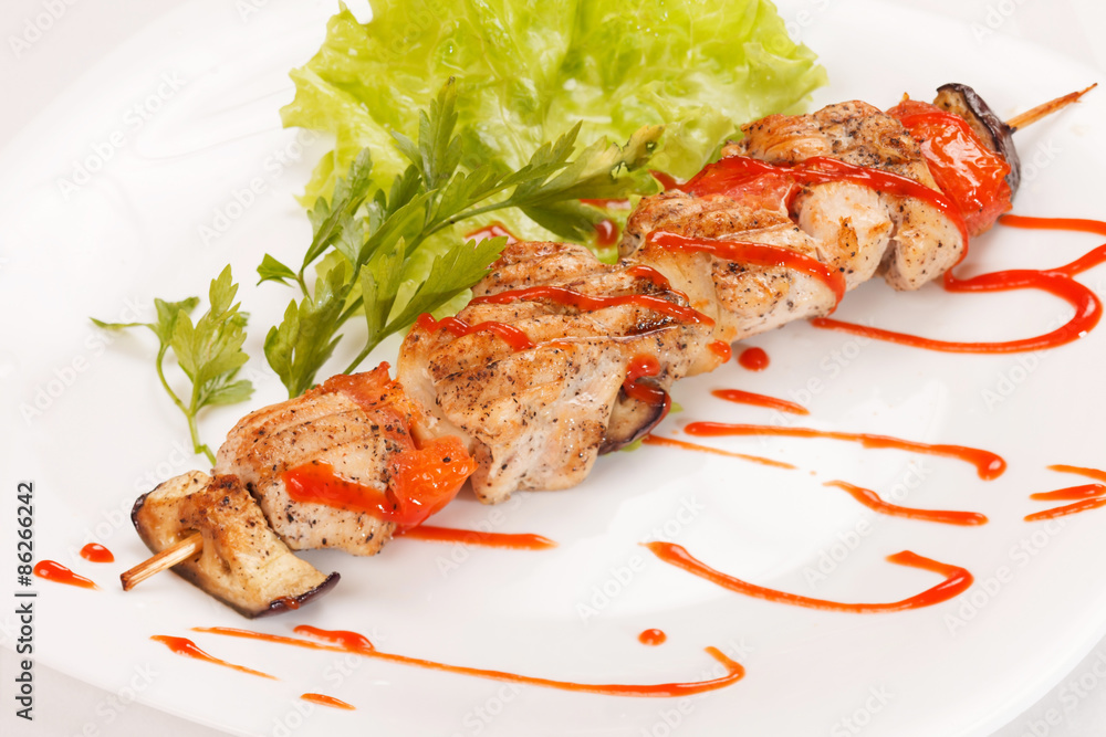 Chicken kebab with tomato sauce Chicken kebab with tomato sauce