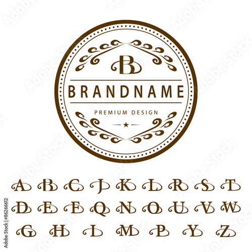 Monogram design elements, English letters. Calligraphic elegant line art logo design.  Business sign, identity for Restaurant, Royalty, Boutique, Hotel, Heraldic, Jewelry, Fashion. Vector illustration