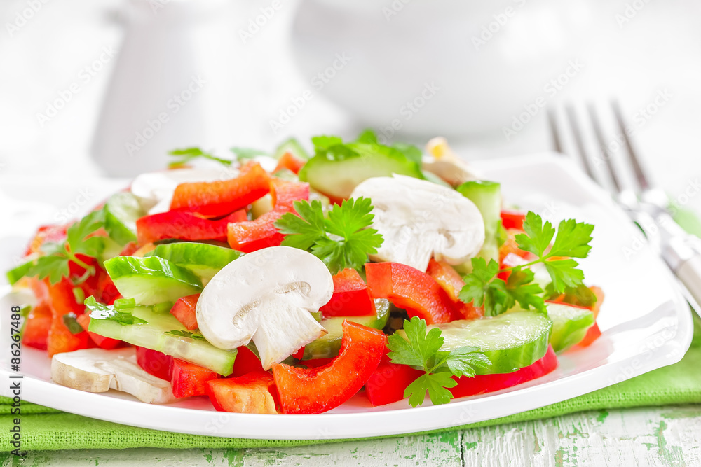 vegetable salad with mushrooms vegetable salad with mushrooms