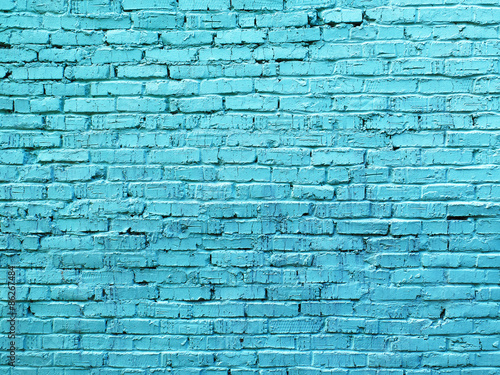 Painted in a light blue old brickwork