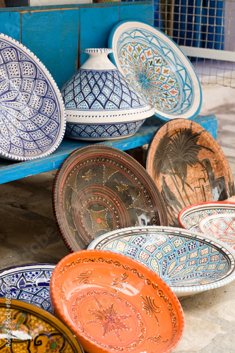 National traditional pottery. Sold on the street. Mahdia.