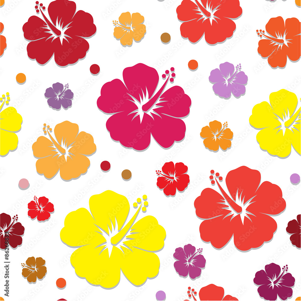 Floral, hibiscus, vector pattern.