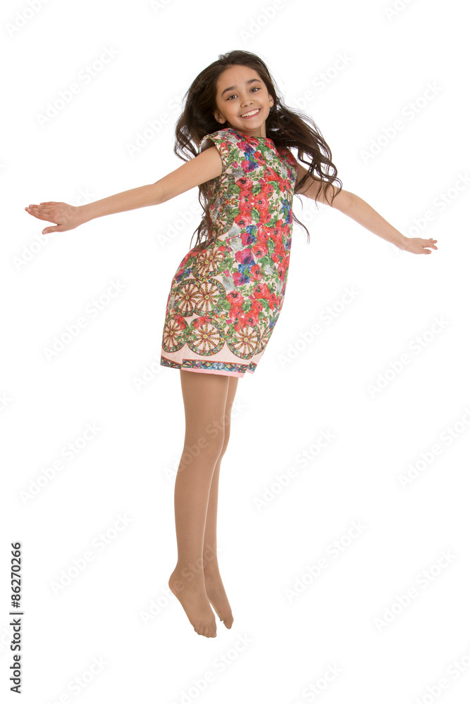 Elegant dark-haired girl in a beautiful silk, fashionable short Elegant dark-haired girl in a beautiful silk, fashionable short