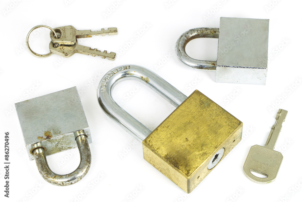 The lock and key on white background The lock and key on white background
