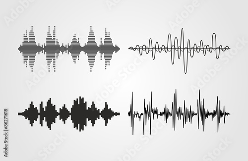 Set of vector sound waves. Audio equalizer technology, pulse musical. Can be used in club, radio, pub, party, concerts, recitals or the audio technology advertising background.