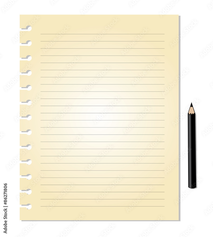 Vector of Note paper with pencil Vector of Note paper with pencil