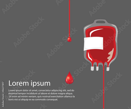 Vector of Blood Bag with space for text concept blood donate