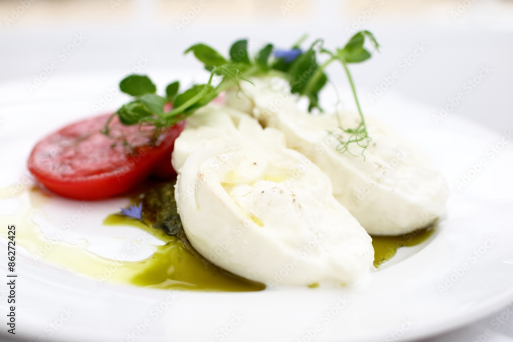 appetizer with tomato and buffalo cheese appetizer with tomato and buffalo cheese