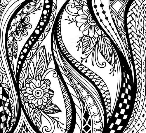 Vector of Abstract floral pattern in zentangle style
 photo