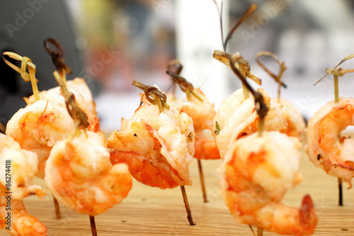 fried shrimp on skewers