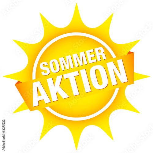 Sonnen-Button Banner "Sommeraktion" gelb
