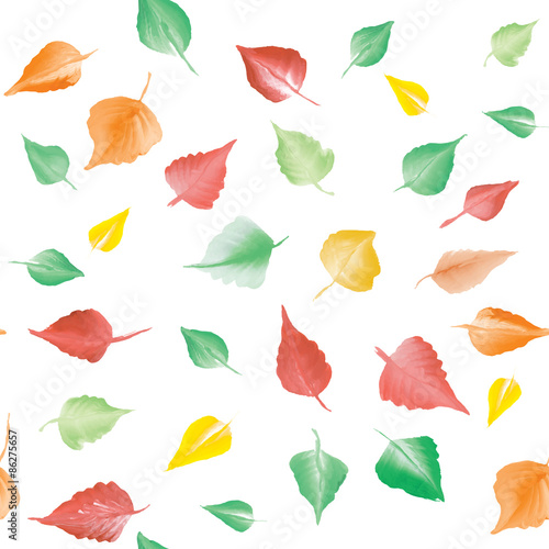 Seamless pattern with autumn leaves watercolor.