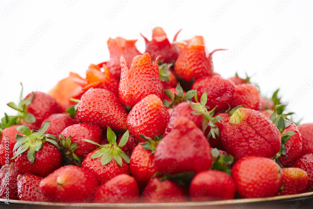 dish with fresh strawberries closeup dish with fresh strawberries closeup