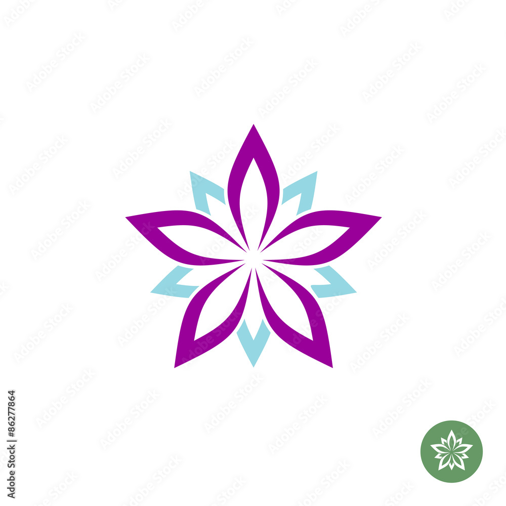 Five leaves lotus flower logo template