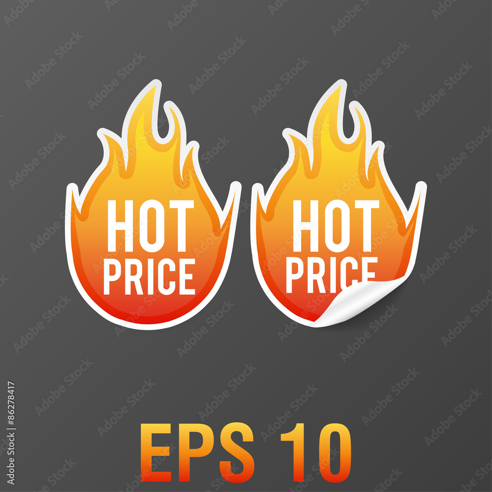 vector illustration of hot price stickers