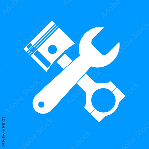 Tools and piston  Icon. Service simbol. Repair singn.