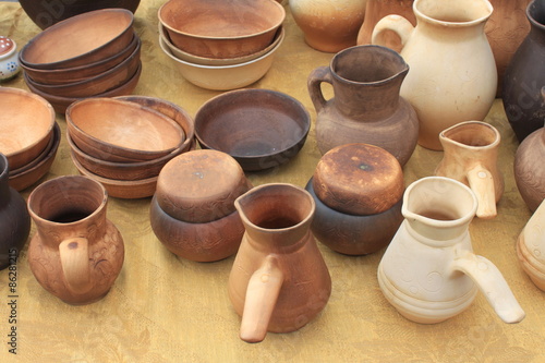 ecological clay pottery ceramics sold in market