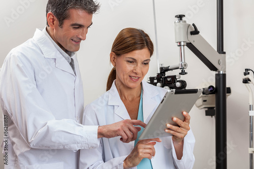 Happy ophthalmologists discussion