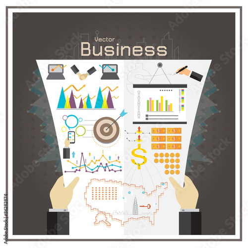 business graph investment map usa money report vector