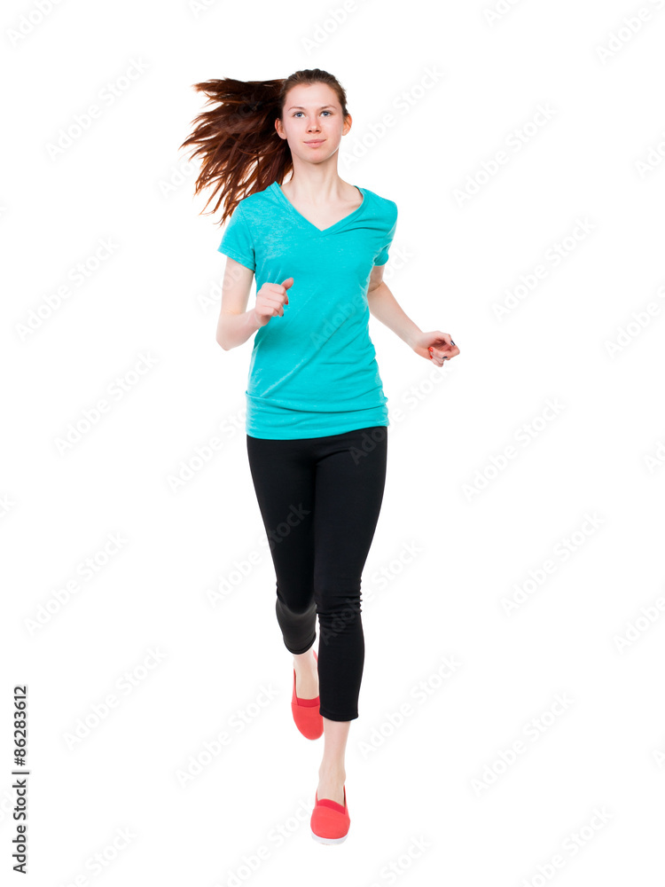 front view of running sport woman. front view of running sport woman.